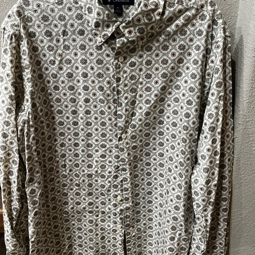Daniel Cremieux Cream and Brown Geometric Shirt